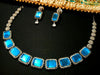 N0148_1 Classy crystal choker necklace set studded  with  American diamond stones.