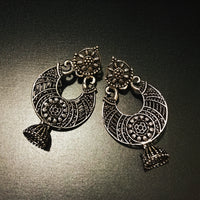 E0513_ Combo German Silver oxidized earrings with a touch of dazzling stones and beads.