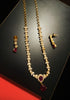 N0186_Elegant Micro Gold plated Necklace with delicate work studded with American Diamond & Semi Precious pink ruby stones