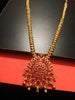 N0187_Elegant Micro Gold plated Necklace with delicate work studded with Precious pink ruby stones with a touch of golden beads.