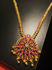 N0187_Elegant Micro Gold plated Necklace with delicate work studded with Precious pink ruby stones with a touch of golden beads.