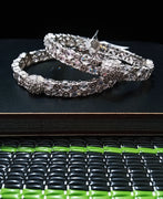 B051_ Classy Silver plated bangles studded with  American Diamond stones.