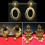 E0512_ Combo vibrant earrings with a touch of dazzling stones and beads.