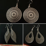 E0532_Classy combo German silver oxidized earrings.