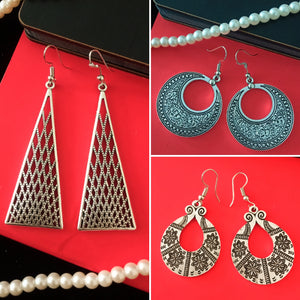 E0529_ Combo Classic German silver oxidized earring.