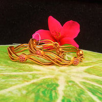 B016_Classy Style Gold Plated Bangles studded  with pink ruby stones.