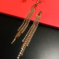 E0539_Lovely Chain drop danglers studded with delicate stone work (long hanging)