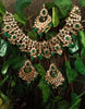 N0220_Classic Elaborated choker necklace set studded with Kundan stones with a touch of glossy green beads.