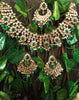 N0220_Classic Elaborated choker necklace set studded with Kundan stones with a touch of glossy green beads.