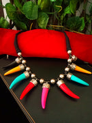 N0236_ Trendy Tribal design necklace  with delicate colorful craft work with a touch of beads.