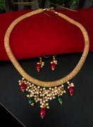 N0114_ Gorgeous necklace set with a touch of stones and pearls.