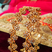 B0117_S_Lovely traditional Vintage Style Gold Plated along with american diamond studded Bangles.