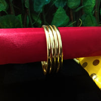 B0126_Exquisite bangle set with Colorful metal bangles along with Matte Gold plated plain bangles.