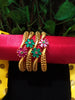 B0129_Exquisite Matte gold plated bangles set with a touch of stones with delicate flower design.