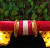 B0132_Exquisite bangles set with colorful metal bangles along with Matte gold plated plain bangles with delicate design.