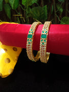 B023_Gorgeous 1 gm Gold plated bangles studded with American Diamond stones.