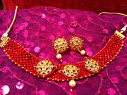 N070_Gorgeous Crystal Choker Necklace with delicate Kundan work embellished with pearls.