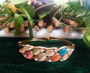 B0107_Elegant  metal base color fashionable bracelet studded with vibrant  stones (Free size).