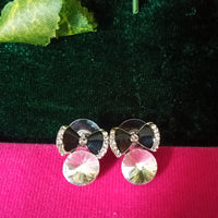 E0542_Lovely Ribbon Bow knot studs with a touch of beautiful stones.