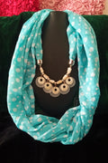 P01_Beautiful Soft Sky Colored with White Pendant Scarf