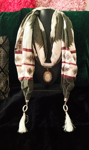 Lovely Soft Multi Colored  Pendant Scarf with a touch of tassel.