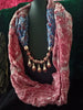 P02_Lovely Soft Multi Colored Pattern Pendant Scarf with a touch of Glossy beads.