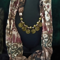 P03_Lovely Soft Multi Colored Pattern Pendant Scarf with a touch of Glossy Circular beads.