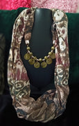 P03_Lovely Soft Multi Colored Pattern Pendant Scarf with a touch of Glossy Circular beads.