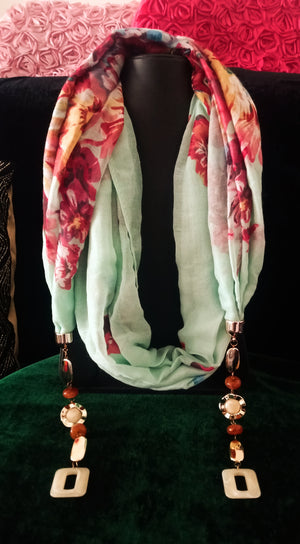 P030_Beautiful Greenish Sky colored Pendent Scarf