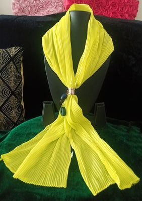 P025_Beautiful Lime Yellow Colored Pendant Scarf