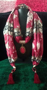 P036_Beautiful Soft maroon color pendant scarf with beautiful patterns with a touch of tassels.