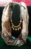 P038_Beautiful brown color pendant scarf with beautiful patterns with a touch of beads.