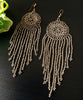 E0571_ Trendy chain drop danglers with disc shaped pattern embellished with beads(Long hanging)