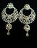 E0569_Premium octave stone studded danglers with delicate flower design craft work with a drop of stone.