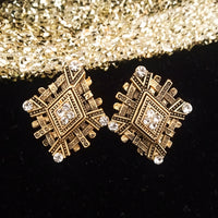 E0582_Gorgeous Diamond shaped Crafted studs with delicate work with a touch of stones.