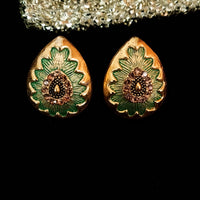 E0593_Lovely Tear drop shaped studs with delicate craft work.