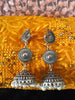 E0613_Beautiful German Silver oxidized crafted peacock design danglers along with a jumka drop with a touch of beads (long hangings).