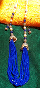 N0131_Gorgeous  blue color Crystal necklace set studded with stones with a touch of pearls & beads.