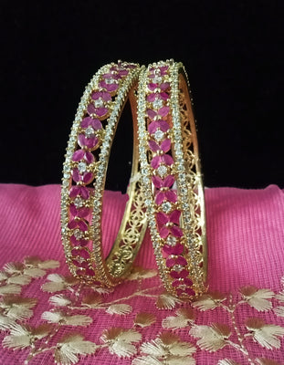 B039_Gorgeous American Diamond studded bangles.