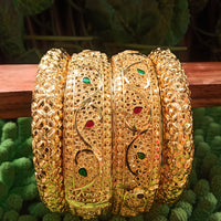 B0179_Gorgeous traditional style Matte finish gold plated bangles set.
