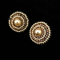 E0611_Gorgeous big studs with a delicate work of stones & pearls.