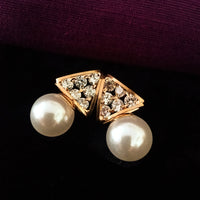E0617_Lovely triangular shaped studs with a touch of shiny pearls & stones.