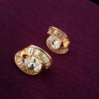 E0624_Elegant Rose Gold American Diamond Crafted design studs.