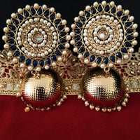 E0308_Gorgeous Meenakari Danglers studded with American Diamond stones with a touch of light Blue and white bead drops.