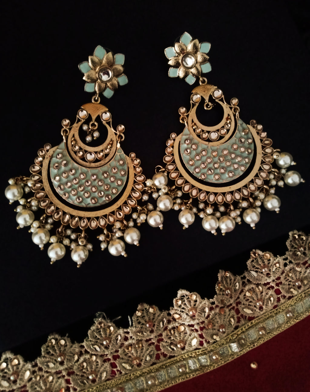 E0138_Classy meenakari dangers with delicate meena work with a touch of pearls.