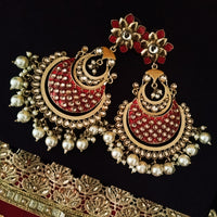 E0136_ Classy Meenakari danglers with delicate meenakari work embellished with pearls.