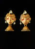 E0635_Beautiful crafted women face embossed earrings with a touch of stones.