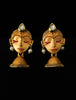 E0635_Beautiful crafted women face embossed earrings with a touch of stones.
