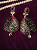 E0664_Classic german silver oxidized danglers studded with a touch of pink & black stones along with bead drop.