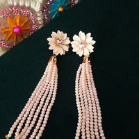 E0676_Gorgeous grand crystal chain drop danglers with flowery design embellished with stones.